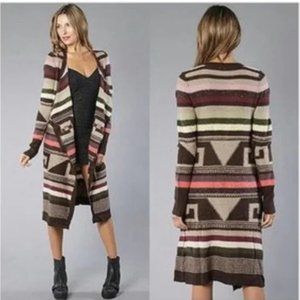 Free People Dursoduro Aztec Maxi Cardigan, Medium